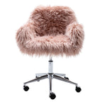 HengMing Modern Faux fur home office chair, fluffy chair for girls, makeup vanity Chair - Eloy Royal
