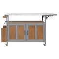 Foldable Outdoor Kitchen Island with Lockable Wheels, Storage Cabinet and Towel Rack in Espresso+Grey, Stainless Steel Top and Fir Wood Frame