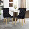 Rubberwood velvet ergonomic chairs, set of 2,BLACK