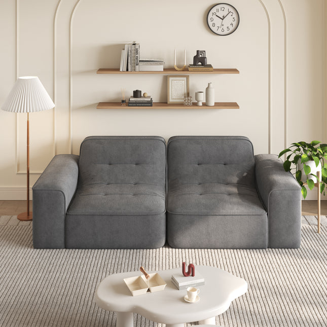 83.6' Modular Sectional 3-Seater Sofa with Tufted Design,Modern Sparkling Chenille Sofa,Deep Seat Couch for Living Room,Apartment, Office,Studio