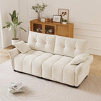 Premium Two-Seater Sofa - Ergonomic Design with High-Resilience Foam Cushions, Modern Chenille Fabric Upholstery for Living Room, Lounge, Office Space, White