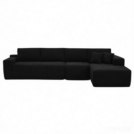 134' Modern Minimalist Modular Sectional Couch, Comfort L Shaped 4-Seat Lounge Sofa for Living Room, Right Hand Facing