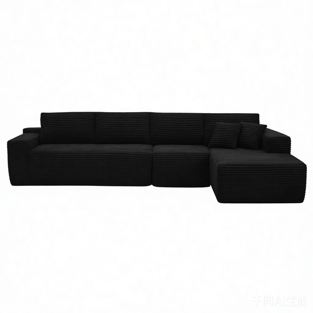 134' Modern Minimalist Modular Sectional Couch, Comfort L Shaped 4-Seat Lounge Sofa for Living Room, Right Hand Facing