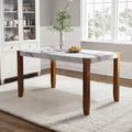 46.5' Modern Dining Table, Rectangular Faux Marble Style Table with Sturdy Wood Legs, Easy to Clean Rectangular Kitchen Table for Dining Room, Living Room, Easy Assembly( OLD SKU: WF321684AAK)