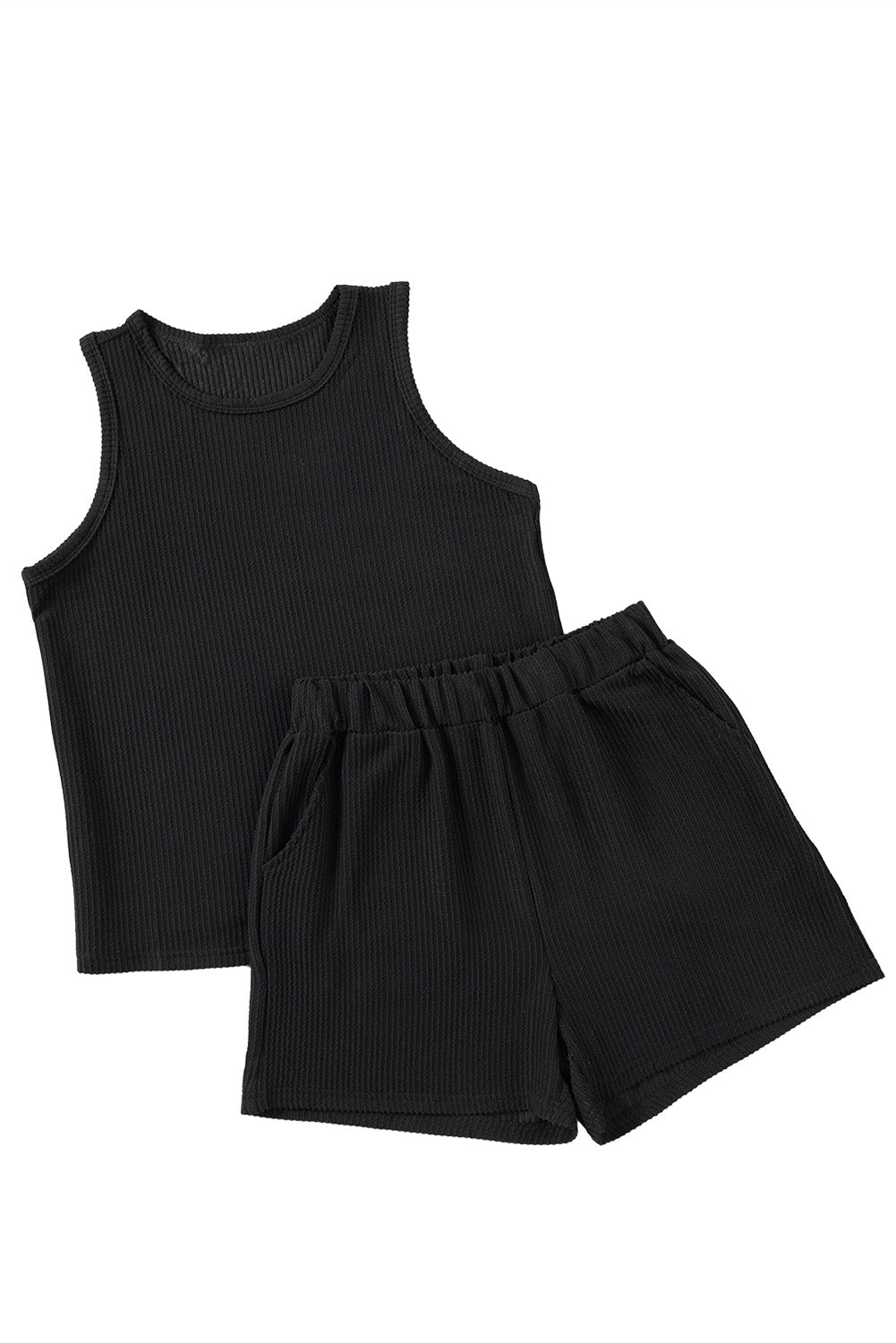 Smoke Gray Corded Tank Top and Pocketed Shorts Set - Eloy Royal