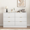 Modern 6-Drawer Dresser, Chest of Drawers for Bedroom, Living Room, Hallway, and Entryway - Large Storage Cabinet, White,Drawer panel with wavy patterns