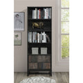69' H Rustic Gray Wood Bookcase with Cabinet, 4-Tier Bookshelves Home Office Furniture
