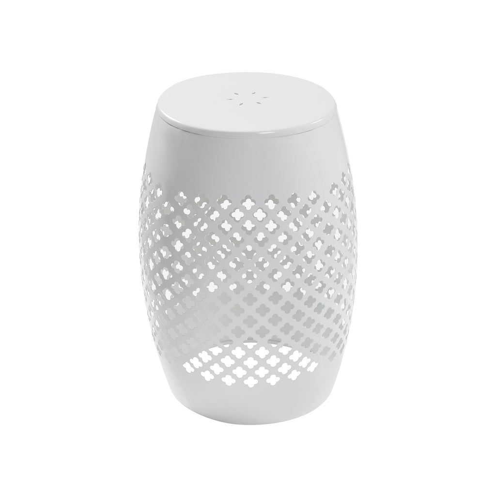 Filigree Lace-Cut Iron Side Table, White, 12 in