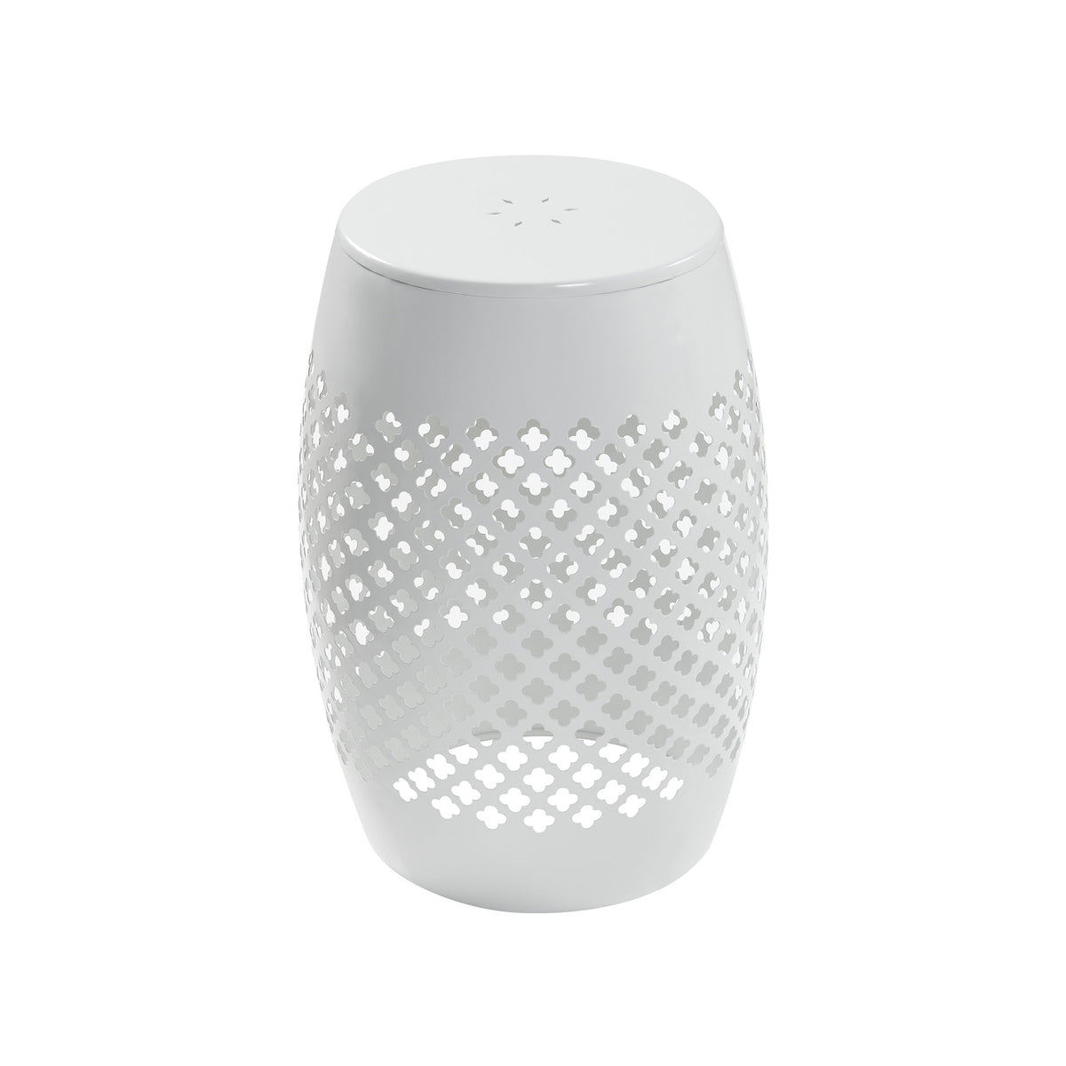 Round Lace-Cut Side Table, Powder-Coated Iron Accent Table, Modern Compact End Table Waterproof Rustproof, Low Maintenance Outdoor Patio Table for Living Room Garden Yard Decor, 3 Colors Available