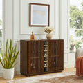 Mid Century Modern Fluted Hollowed Out Liquor Cabinet, Buffet Cabinet with Wine Glass Holder & Wine Rack, Storage Cabinet for Living Room, Entryway, Hallway, Dining Room, Kitchen