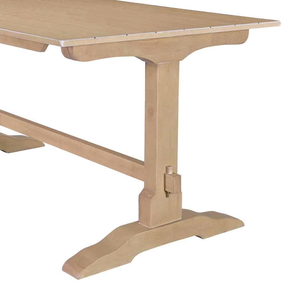 Tiberio 3-Piece Trestle Dining Set with 2 Benches, Natural Wood