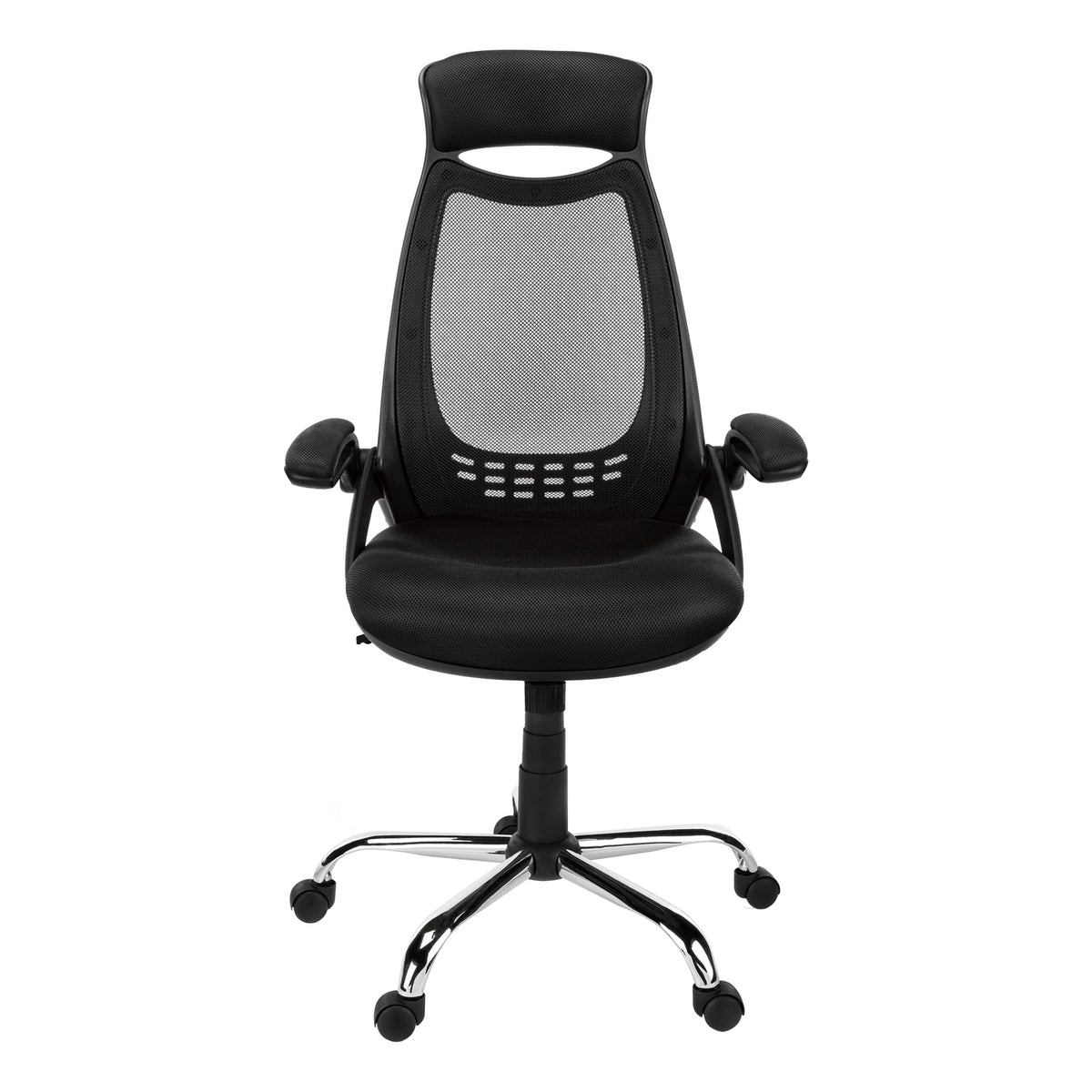Contemporary Office Chair, Adjustable Height, Swivel, Ergonomic with Armrests, Black Mesh, Chrome Metal, Modern Design for Work & Computer Desk