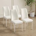 Dining Chairs Set of 4, Comfortable Dining Room Chair, Metal Kitchen Chairs with Leathaire Fabric and High Back (Cream White, Set of 4) - Eloy Royal