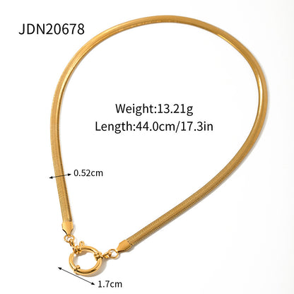 5mm Thick Soft Round Spring Fastener Sailor Clasp Jewelry Stainless Steel Gold Snake Chain Women's Necklace