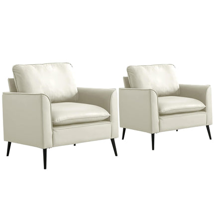TS Cat paw leather upholstered sofa 2PC Cream White with Nordic retro