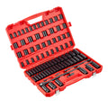 1/2 in Drive Impact Socket Set, 91 Piece, 6 Point Deep & Shallow Impact Sockets, SAE (5/16 to 1-1/4 in) and Metric (8 to 32 mm) Sizes with Extension Bars (3, 5, 10 in), Cr-V Steel, Carrying Case