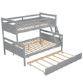 Gray Twin Over Full Bunk Bed with Ladder and Twin Trundle, Pine Wood Frame, 79.3''L x 57.1''W x 61.3''H