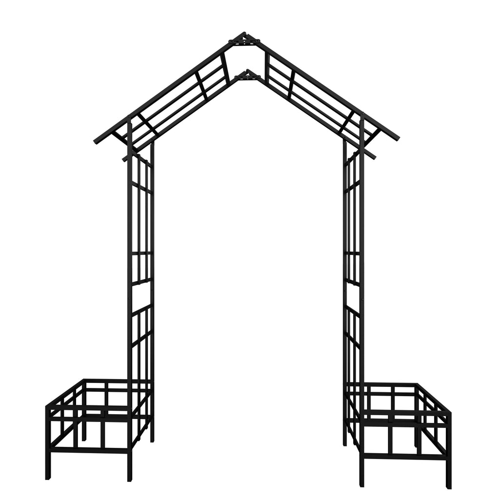 Metal Garden Arch with Adjustable Width W68.11''W94.29''  Climbing Plants Support Rose Arch Outdoor Black