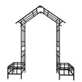 Metal Garden Arch with Adjustable Width W68.11''W94.29''  Climbing Plants Support Rose Arch Outdoor Black