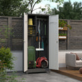 Metal Outdoor Cabinet, Made Of Stainless Steel, Large Capacity, Secure Lock For Anti-theft, Waterproof And Moisture-proof, With Shelves, Cleaning Tool Storage Cabinet, Vertical Tall Garden Cabinet.