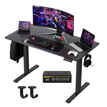 48'×24' Black Electric Height Adjustable Standing Desk, Computer Workstation with 3 Height Memory Presets, Perfect for Home & Office Work, Study and Gaming