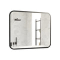 Black Bathroom Wall Mirror for Over Sink 40' × 32' Rectangle Vanity Mirror with Round Corner for Bedroom Seamless Anti-Rust Polymer Coated Shatterproof Glass (Horizontally/Vertically)
