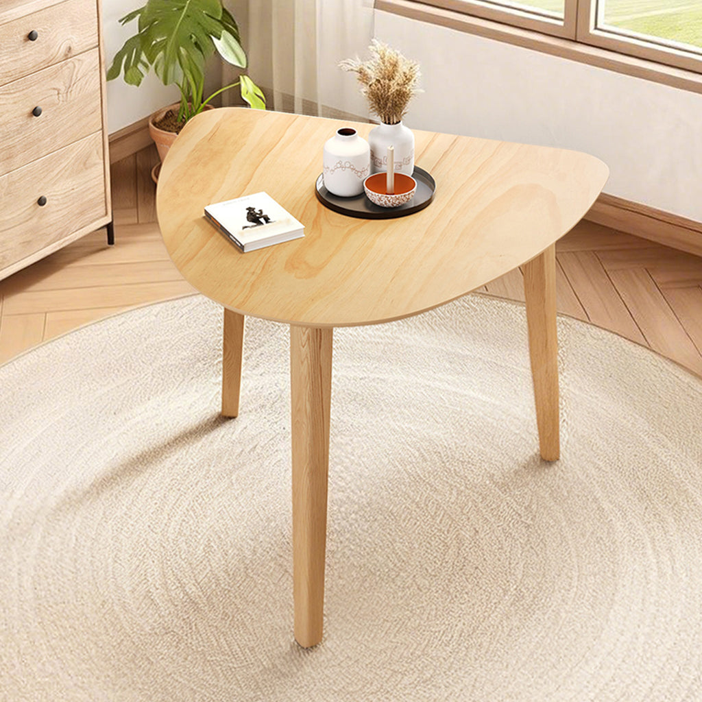 Triangular Wood Table - 35.91' Modern Space-Saving Geometric Side Table for Living Room, Bedroom, Kitchen, Natural Finish for Living Room, Small Space