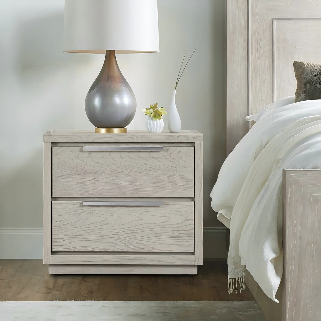 Abbey 2 Drawer Nightstand in Gray Oak Wood