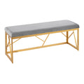Folia Glam Metal Bench in Gold Steel and Grey Velvet by