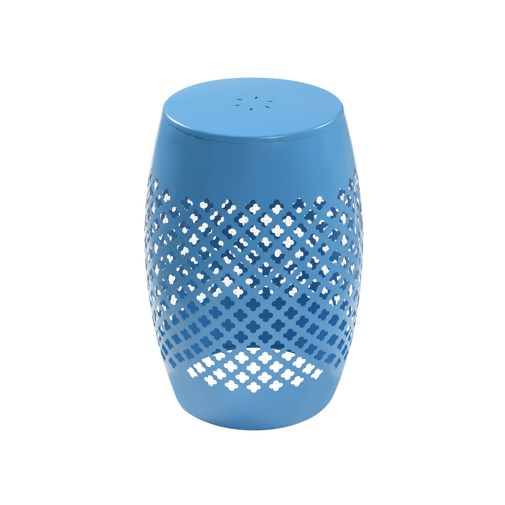 Round Lace-Cut Side Table, Powder-Coated Iron Accent Table, Modern Compact End Table Waterproof Rustproof, Low Maintenance Outdoor Patio Table for Living Room Garden Yard Decor, 3 Colors Available