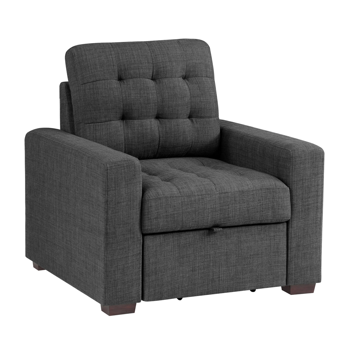 Chair with Pull-out Ottoman Textured Dark gray