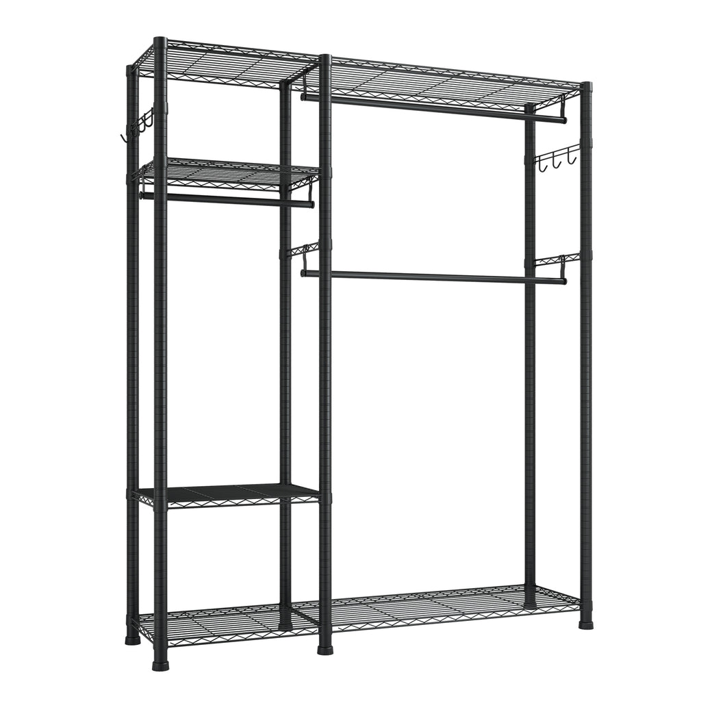 Clothing Garment Rack, Heavy Duty Clothes Rack, 6 Adjustable Tiers Clothes Racks with Steel Frame, 800 lbs Load Capacity Closet Wardrobe with 3 Hanging Rods for Bedroom, Clothing Store, Hallway