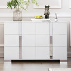 Elegant Modern Dresser with Metal Foot,Mirrored Storage Cabinet with 6 Drawers for Bedroom,Living Room,White (Old SKU: WF319354AAK)