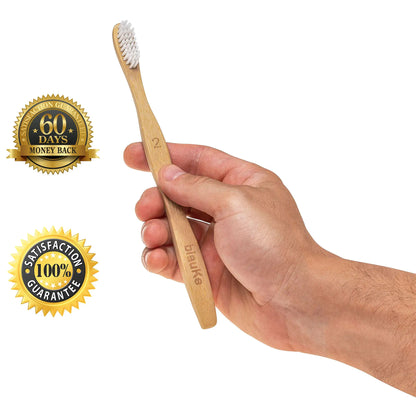 Bamboo Toothbrush Set 4-Pack - Bamboo Toothbrushes with Medium Bristles for Adults - Eco-Friendly, Biodegradable, Natural Wooden Toothbrushes