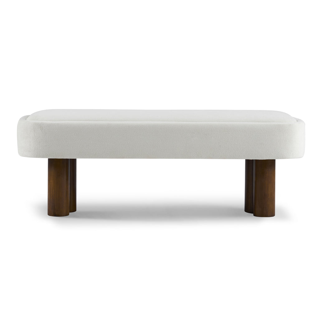 Indoor Beige Fabric Dining Bench with Walnut Color Legs, 51.57'L Upholstered Seating for Kitchen, Dining Room and Living Space,250lbs Capacity