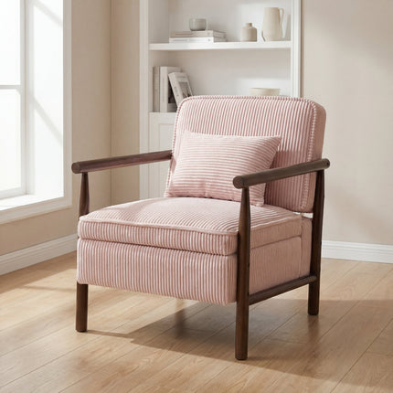 Mid-Century Accent Chair with Wood Frame with Upholstered Accent Chair