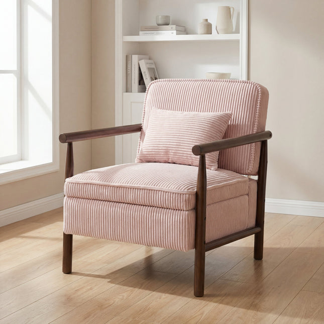 Mid-Century Accent Chair with Wood Frame with Upholstered Accent Chair