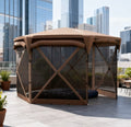 Versatile Roof Outdoor Tent,Pop Up Gazebo Screen Tent,with Removable Roof Cover, Roll-up Wind Panels