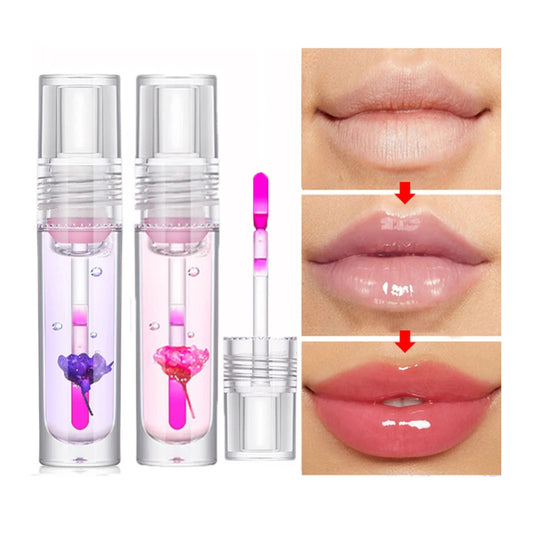 Flower Color Changing Lip Oil Moisturizing Jelly Lipgloss Clear Temperature Change Liquid Lipstick Reduce Lip Line Make Up - Eloy Royal