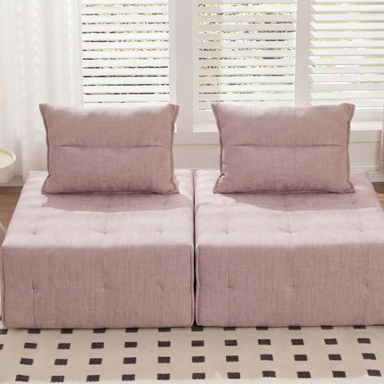 Deep Seat Modular Sectional Sofa with Adjustable Backrest – 39.37' Chenille Compressed Couch for Living Room, Bedroom, Lounge (2 Piece),Pink