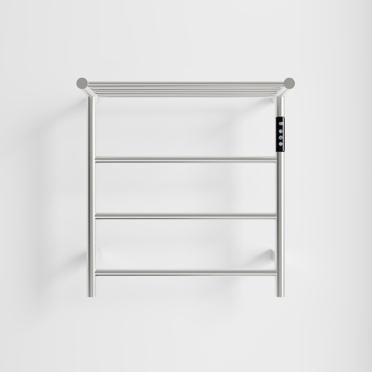 Heated Towel Rack with Top Shelf, 3-Bar Towel Wall MountedWarmer for Bathroom with Intelligent Touch Screen Timer, 304 Stainless Steel Polished, Plug-in/Hard-Wired