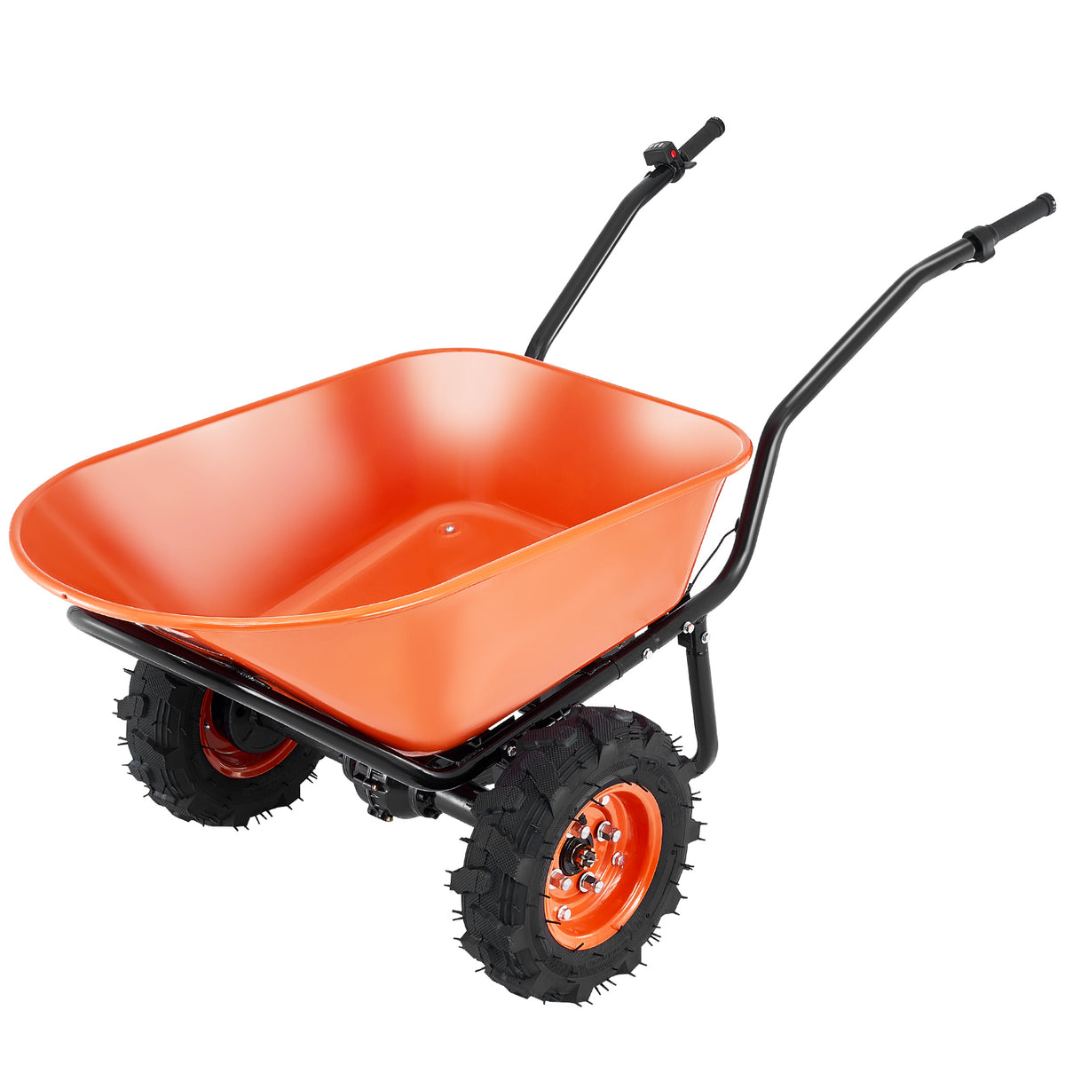Electric Wheelbarrow Cart, 500W Powered Utility Garden Wagon Dump Cart, 4.5 Cu Ft Load & 573 lbs Capacity with Metal Handle & 16' Track Wheels, Two Wheel Barrow Yard Cart & Wagons for Lawn Farm
