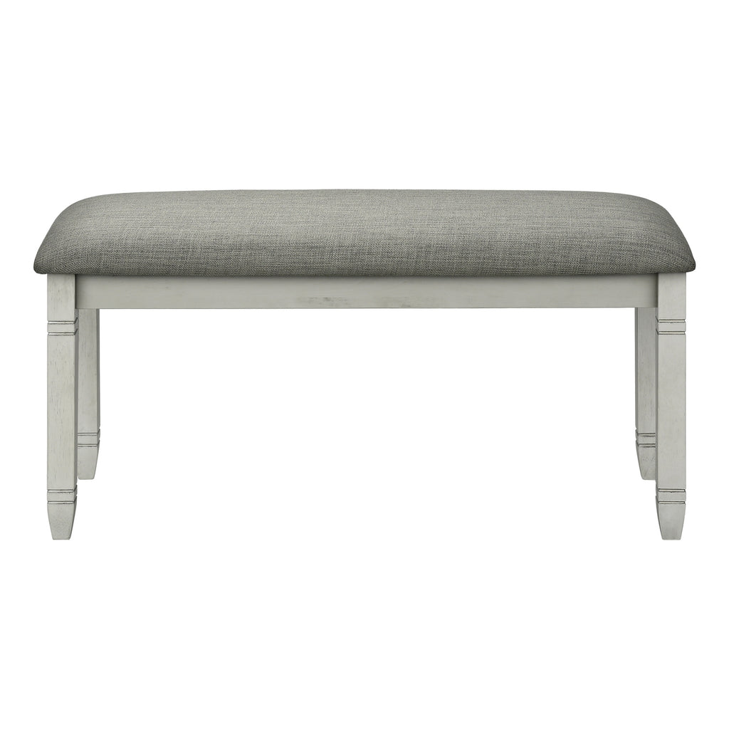 Transitional Style Grey Upholstered Bench with Solid Wood Legs, 41' Rectangular for Kitchen, Dining Room, Entryway, or Bedroom