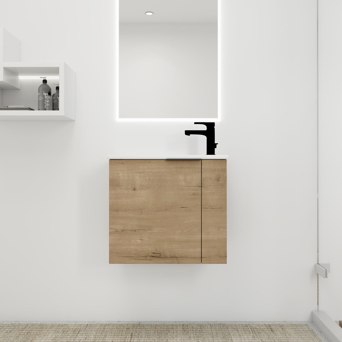 Idris Floating Bathroom Vanity with Sink, Imitation Oak, 22 in
