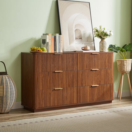 55 in Wide Modern Chest of Drawers Curved wave Design with Dresser