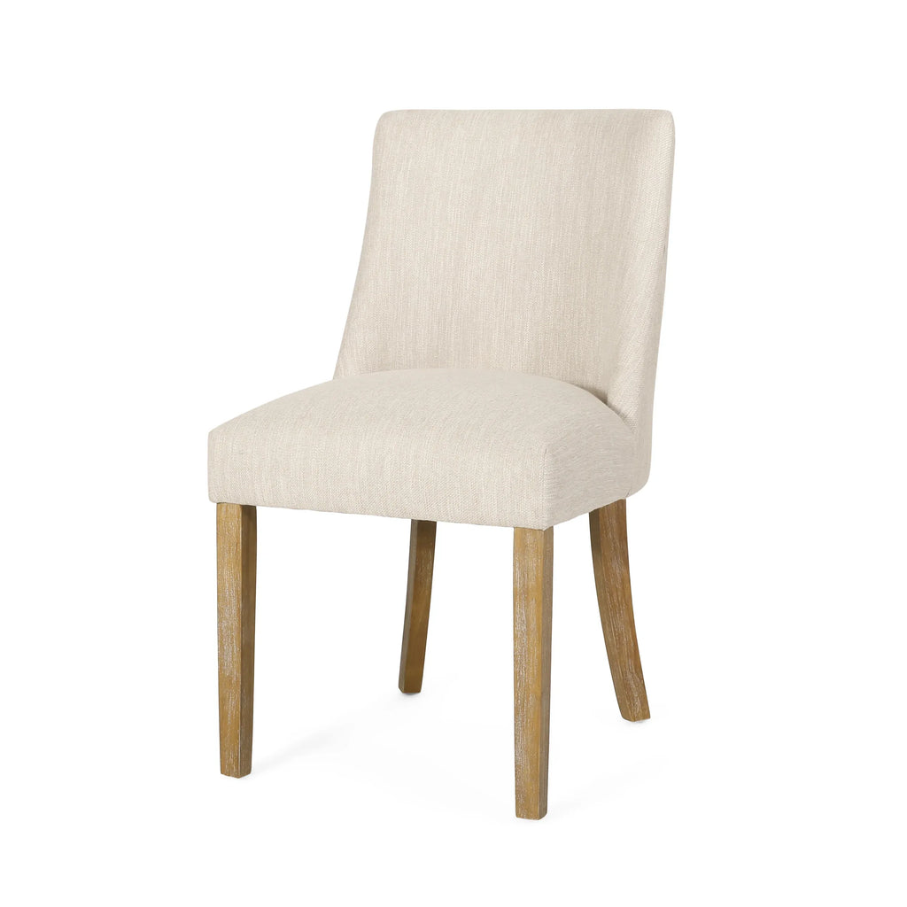 Classic Fabric Dining Chair Beige Upholstery 25x20x35 Inches - Eloy Royal