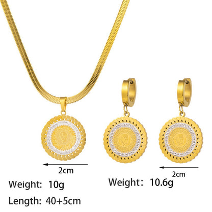 Stainless Steel Necklace Earrings Women's Jewelry Suit