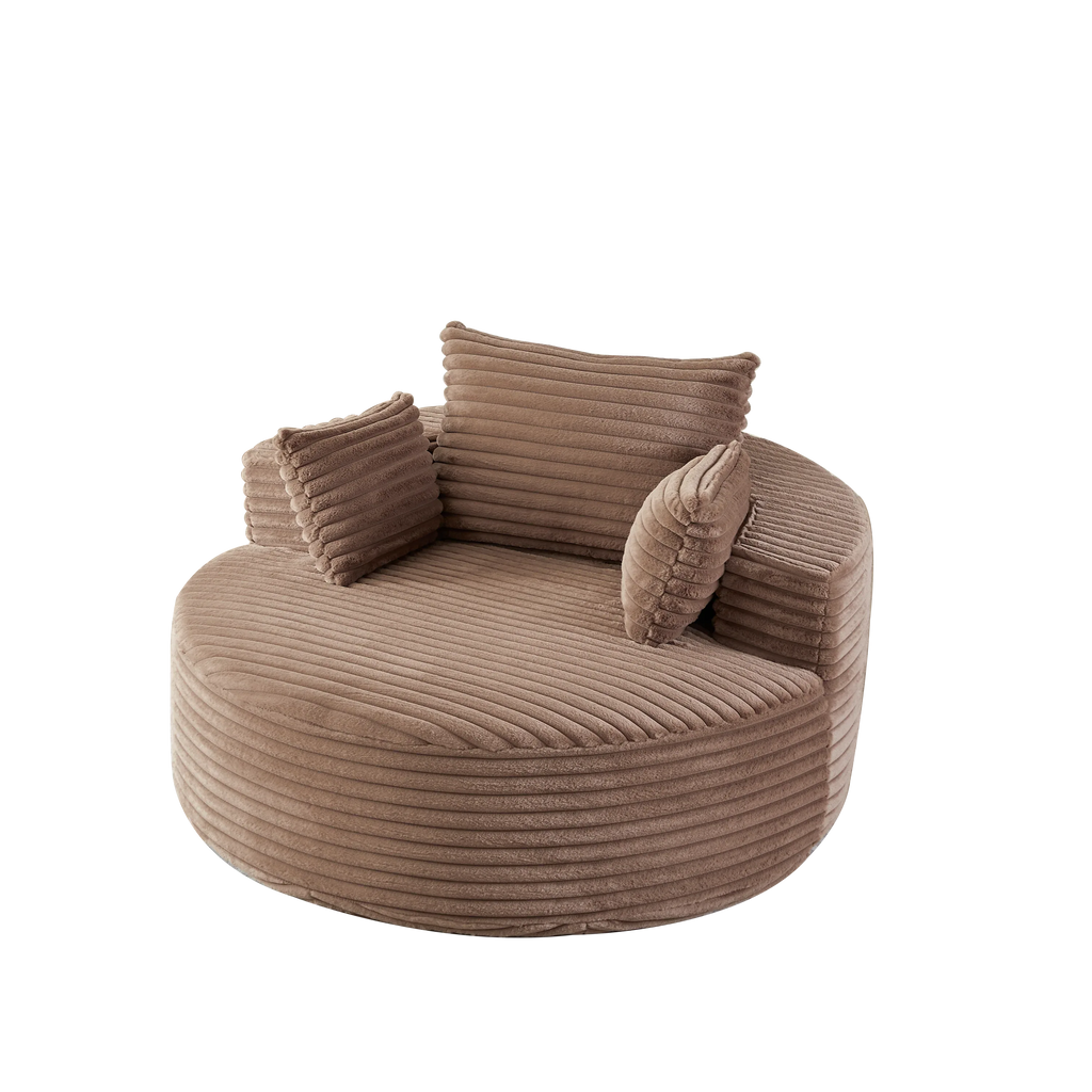 55'L Corduroy Sponge single sofa,No Assembly Required,Fluffy Modern Sleeper Chair for Living room, Bedroom, Lounge and Projection Room(Not a swivel chair.) - Eloy Royal