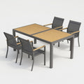 5-Piece Grey Aluminum Patio Dining Set with Textilene Chairs for Outdoor Use