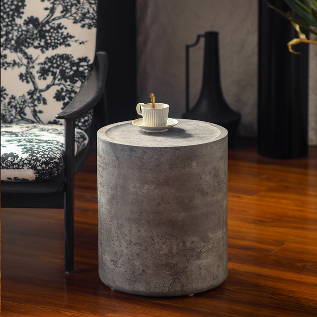 Modern Faux Concrete Round Corner Accent Table, No Assembly End Side Table for Living Room Bedroom